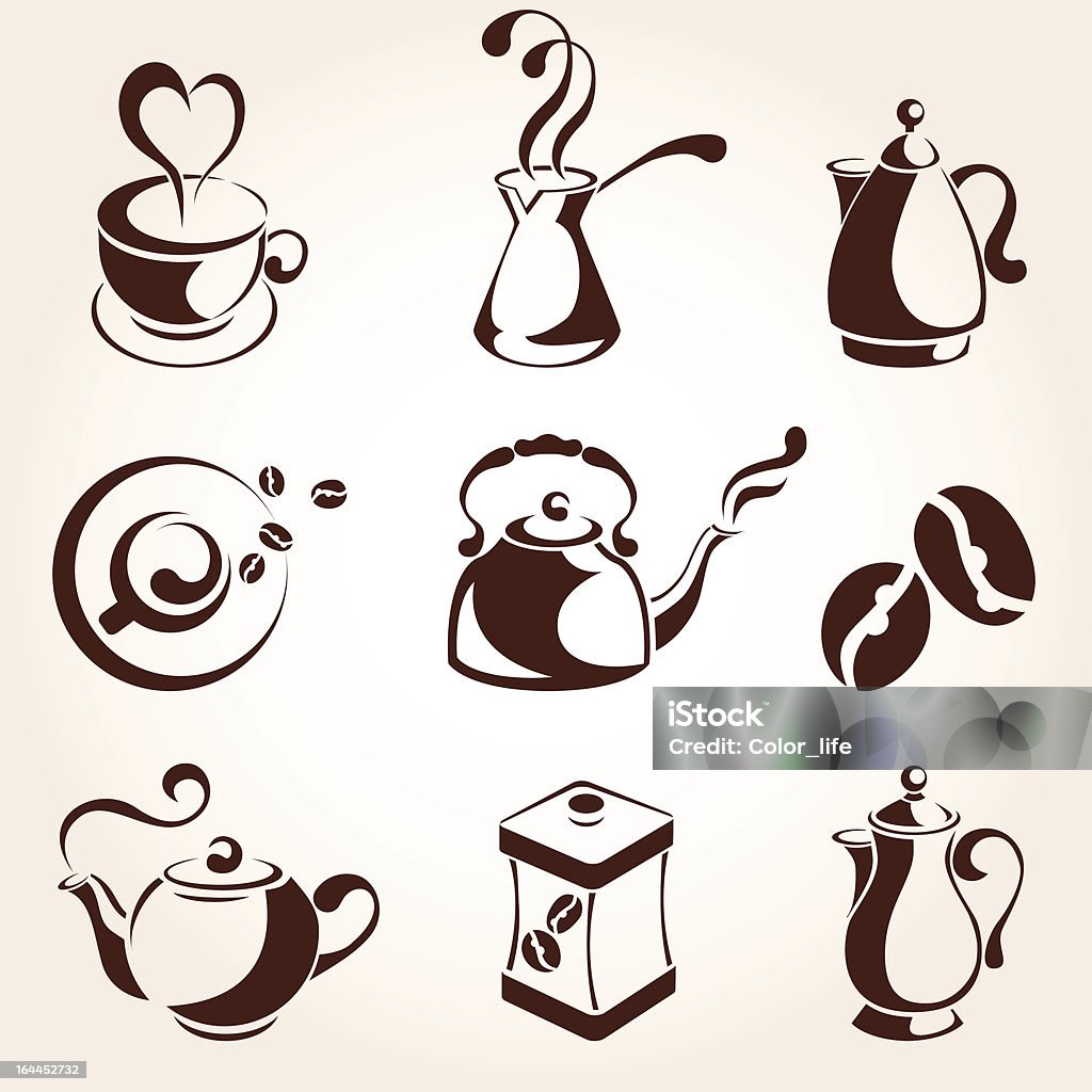 Кофе и чай символы - Векторная графика Символ сердца роялти-фри