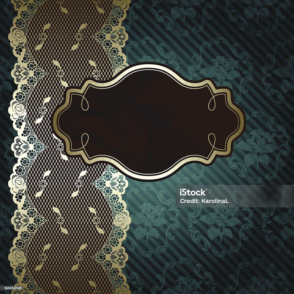 Lacy дизайн с коричневый label на темно-зеленый - Векторная графика Атласная ткань роялти-фри
