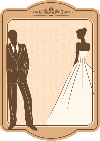 Illustration of beautiful bride and groom. Vector