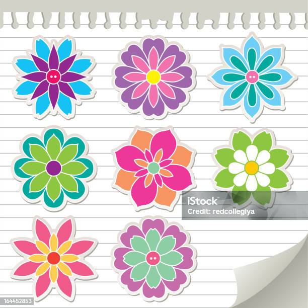 Blumeaufkleber Stock Vektor Art und mehr Bilder von Blume - Blume, Blütenblatt, Buchseite