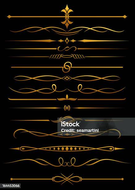 Golden Embellishments And Dividers Stock Illustration - Download Image Now - Embellishment, Gold Colored, Typescript