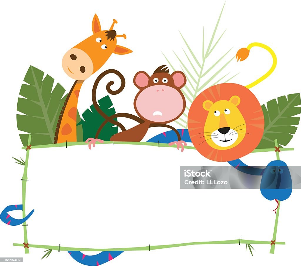 Jungle Banner Vector illustration of wild animals hanging a banner. Animal stock vector