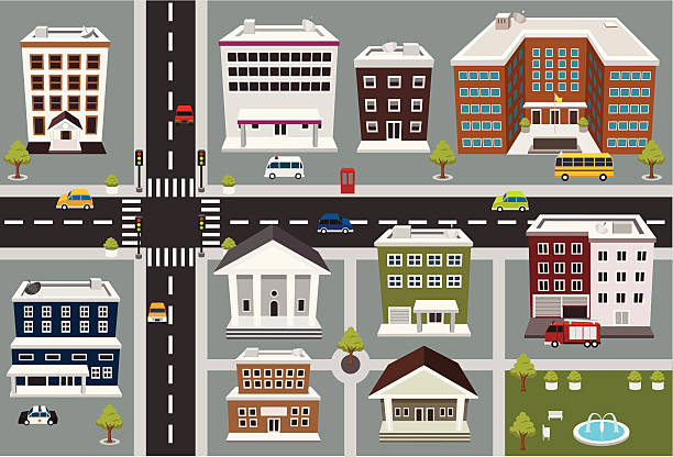 map of public services area vector art illustration