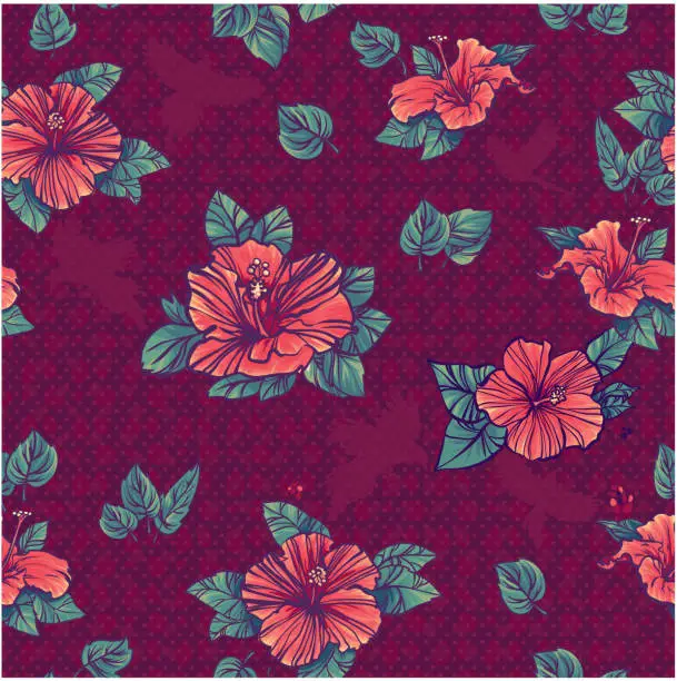 Vector illustration of Pattern of hibiscus.