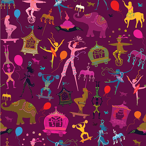 seamless pattern with carnival people vector art illustration