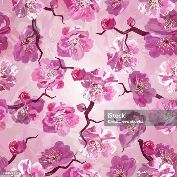 Sakura Seamless Pattern Stock Illustration - Download Image Now - Asia, Backgrounds, Blossom