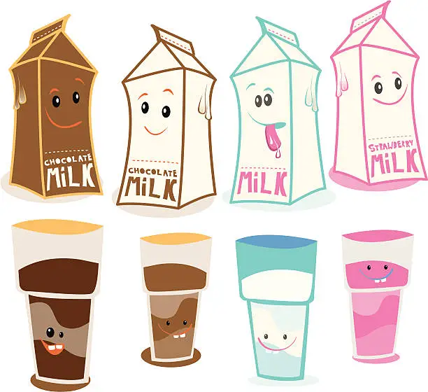 Vector illustration of Flavoured milk character vector illustration
