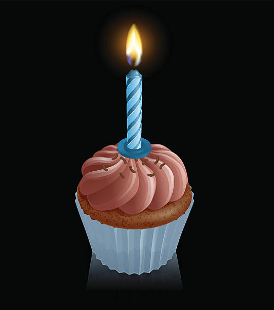istock Chocolate fairy cake cupcake with birthday candle 164453643