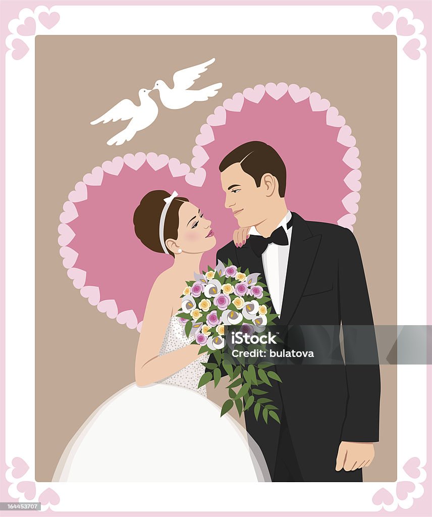 Bride and groom Vector illustration of wedding invitation with bride and groom Adult stock vector