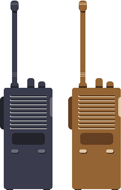 2D illustration for black and brown walkie talkie 2 Walkie-talkies semi truck audio stock illustrations