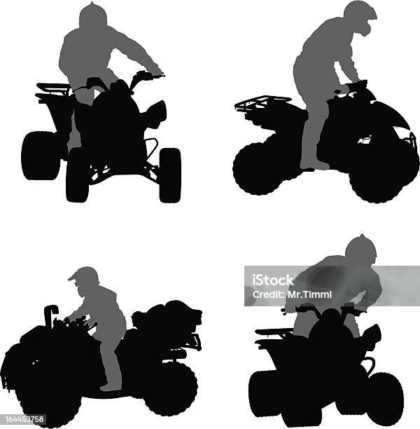 Vector Silhouettes Di Atv - Immagini vettoriali stock e altre immagini di Pericolo - Pericolo, Quad, 4x4