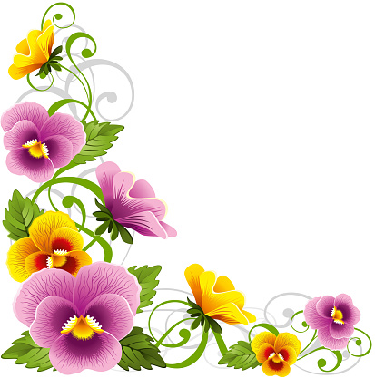 Gentle floral design element with pansy