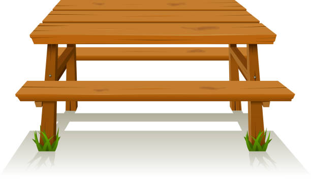ilustrações de stock, clip art, desenhos animados e ícones de piquenique mesa de madeira - resting place
