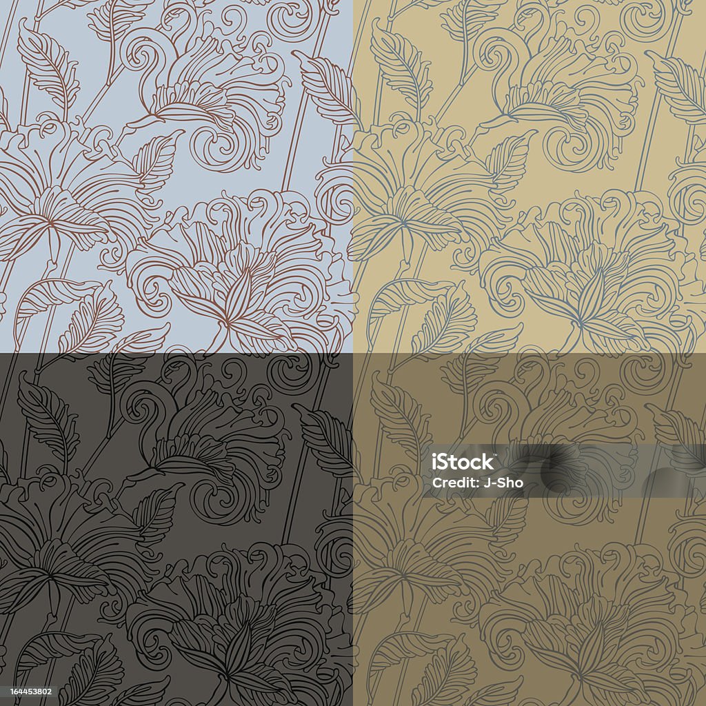 floral pattern Seamless pattern with fantasy flowers. Four color variations on different layers. Antique stock vector