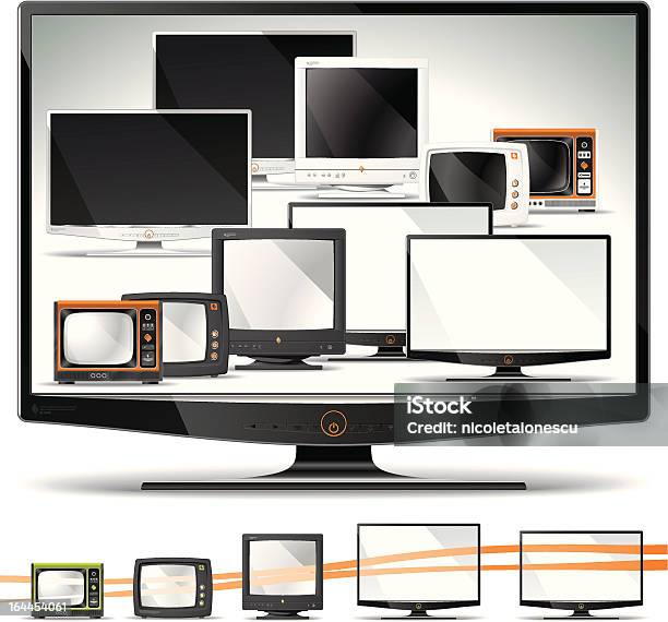 Computer Screen Collection Crt Plasma Lcd Led Tft Stock Illustration - Download Image Now