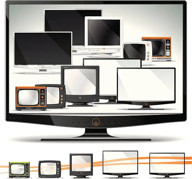 Vector illustration of Computer Screen Collection - CRT, Plasma, LCD, LED, TFT