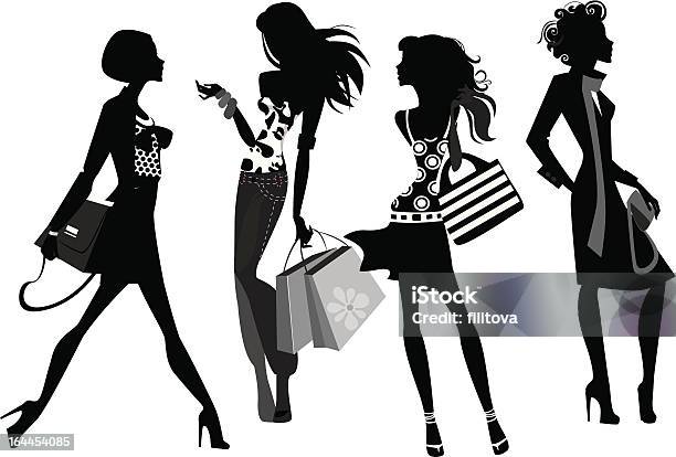 Silhouette Di Una Donna Di Moda - Immagini vettoriali stock e altre immagini di Abbigliamento - Abbigliamento, Abbigliamento casual, Accessorio personale