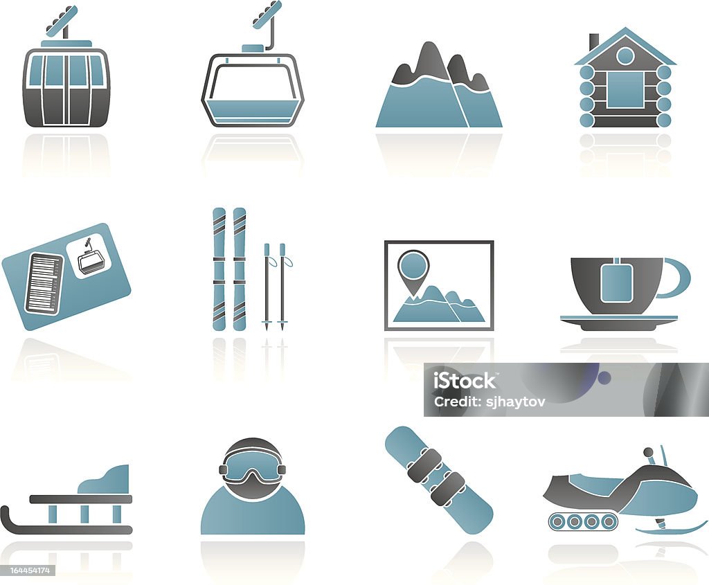 Trace de Ski et icônes de sport - clipart vectoriel de Carte libre de droits