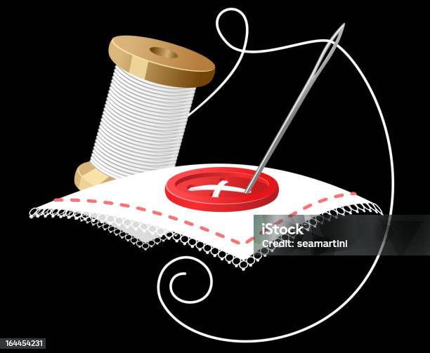 Needle With Threads Stock Illustration - Download Image Now - Button - Sewing Item, Sewing Needle, Thread - Sewing Item