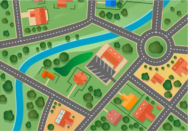 Vector illustration of Map of suburb village