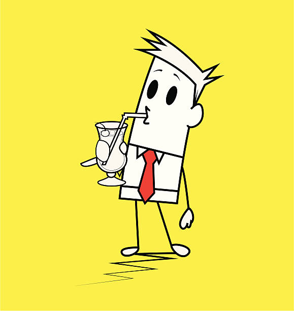 Square guy-drink vector art illustration