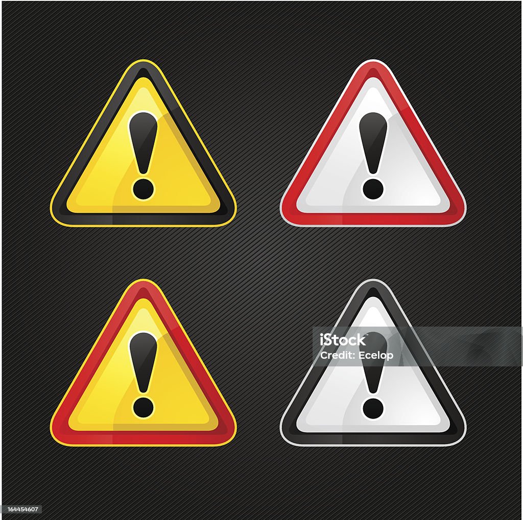 Hazard aviso atenção placa situado em uma superfície de metal - Vetor de Amarelo royalty-free