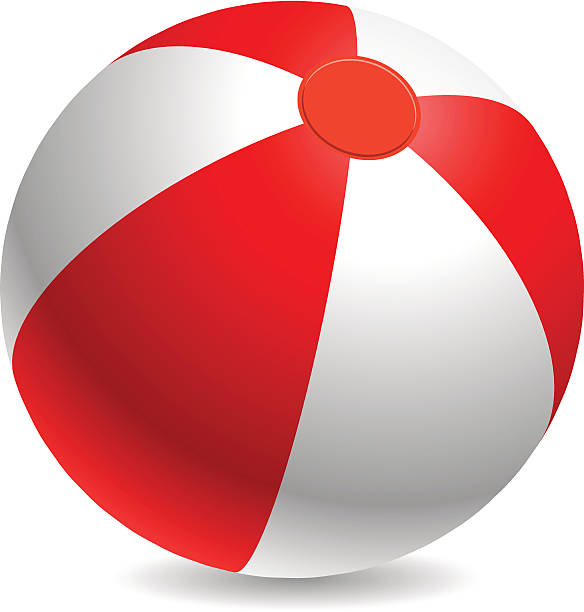 rote und weiße beach ball - wasserball stock-grafiken, -clipart, -cartoons und -symbole