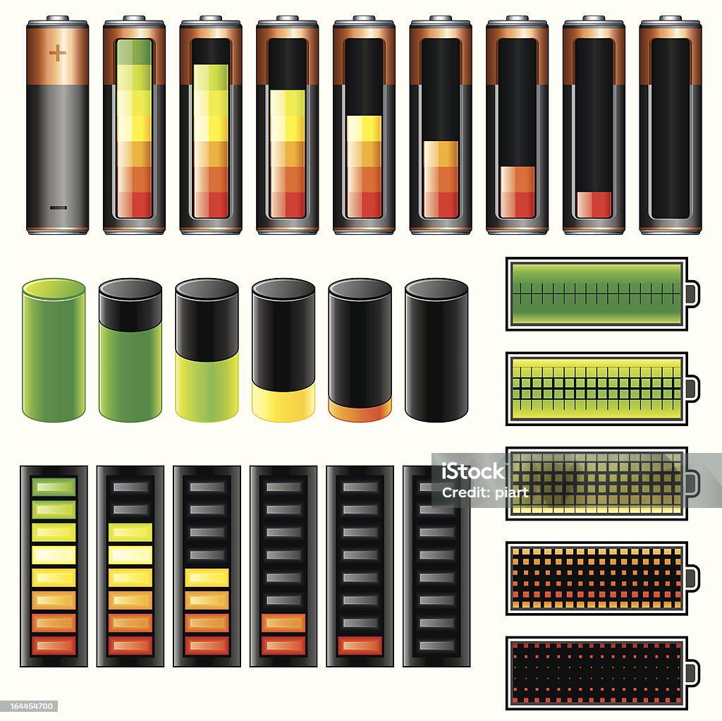 Poziom baterii - Grafika wektorowa royalty-free (Bateria - Zasilanie elektryczne)