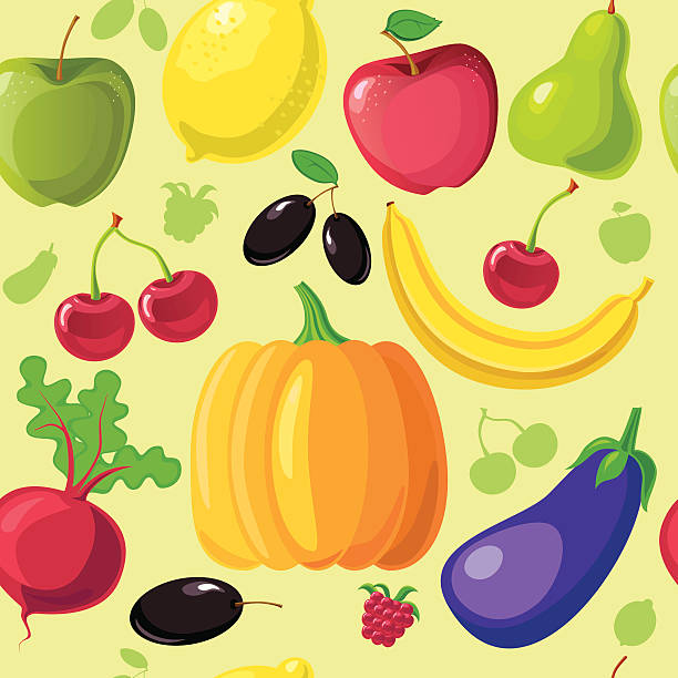 fruits_vegetables_background vector art illustration