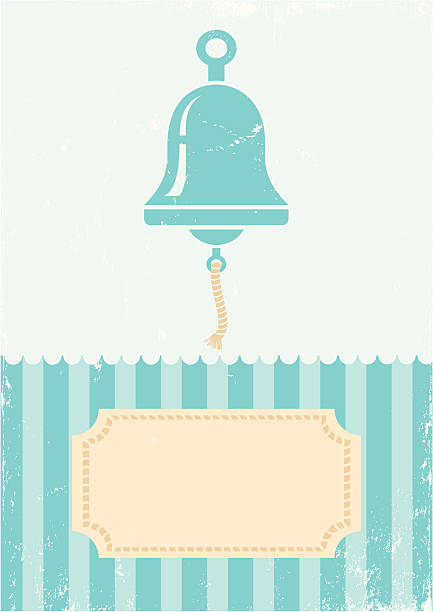 Retro illustration of bell Retro illustration of bell on turquoise background yacht rock music stock illustrations