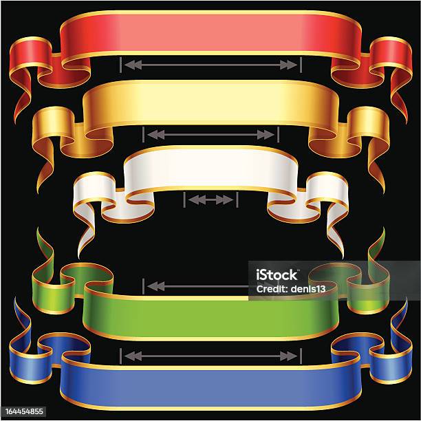 Wektor Wstążka Zestaw Z Dostosowanie Długości - Stockowe grafiki wektorowe i więcej obrazów Bez ludzi - Bez ludzi, Białe tło, Biały
