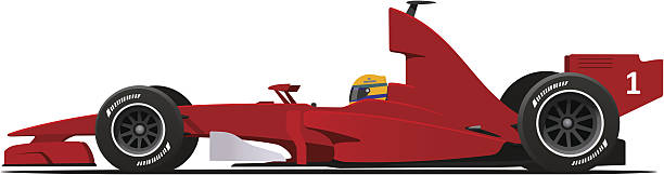 formuła 1 wyścigi czerwony samochód sport - quick draw stock illustrations