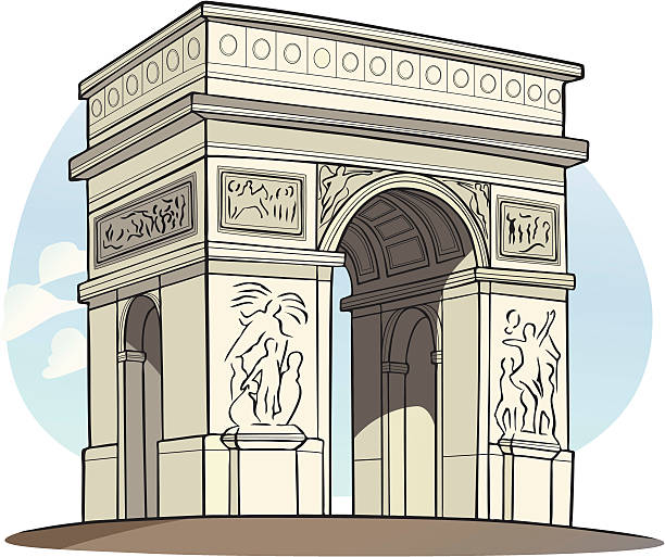 stockillustraties, clipart, cartoons en iconen met arc de triomphe, paris france - arc de triomphe