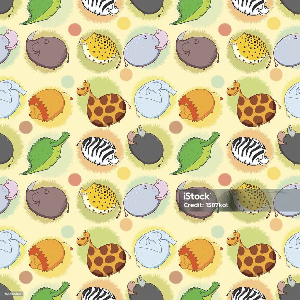 Thick animals of Africa seamless wallpaper Thick African animals are sideways and smiling. Children's fun seamless wallpaper Vector illustration. EPS10 use gradients and transparency. Africa stock vector