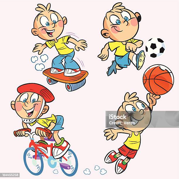 Спортивные Мальчик — стоковая векторная графика и другие изображения на тему Kids' Soccer - Kids' Soccer, Векторная графика, Веселье