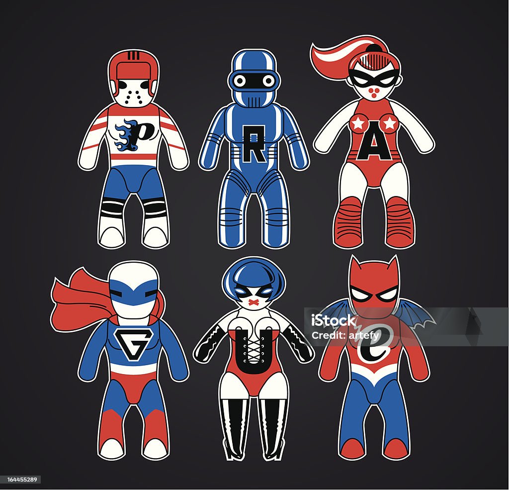 Toy super-heróis - Vetor de Boneca royalty-free