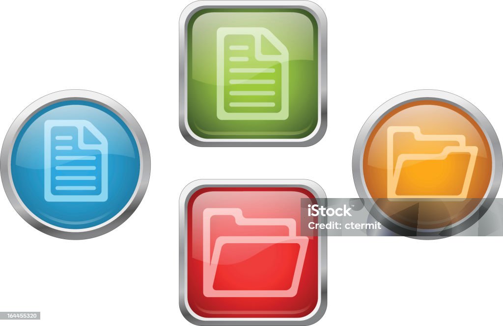 Folder File With Button File And Folder Buttons Stock Illustration - Download Image Now - Blue ...