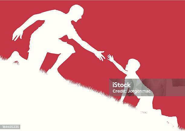 Father Offers Helping Hand To Son Stock Illustration - Download Image Now - Reaching, Child, In Silhouette