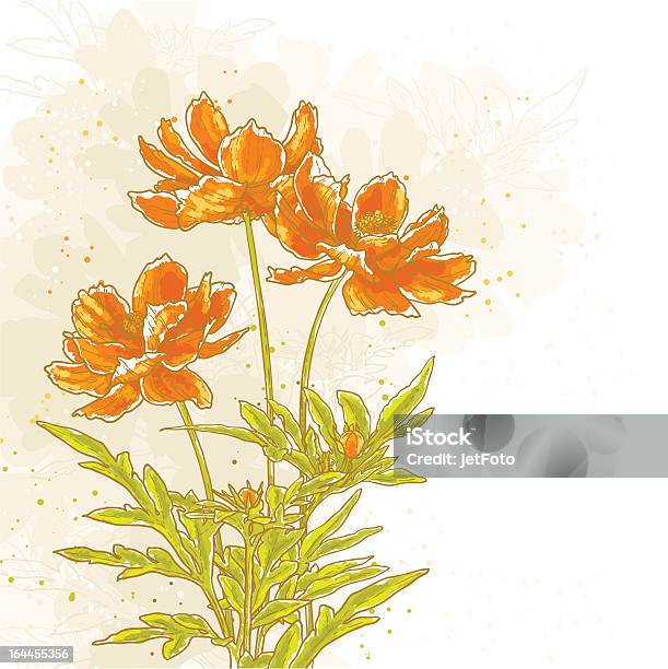 Cosmos Fiori Su Sfondo Di Texture - Immagini vettoriali stock e altre immagini di Arancione - Arancione, Arte, Arti e mestieri