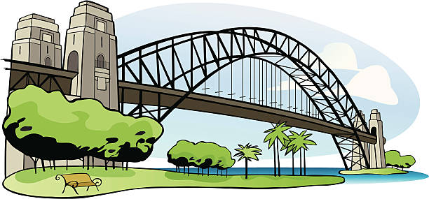 ilustrações de stock, clip art, desenhos animados e ícones de ponte do porto de sydney - sydney harbor