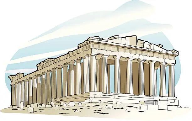 Vector illustration of Parthenon at Acropolis, Athens