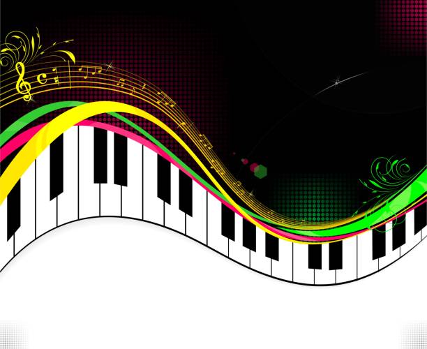 ブラックのピアノ演奏を背景 - stream motion floral pattern flowing点のイラスト素材／クリップアート素材／マンガ素材／アイコン素材