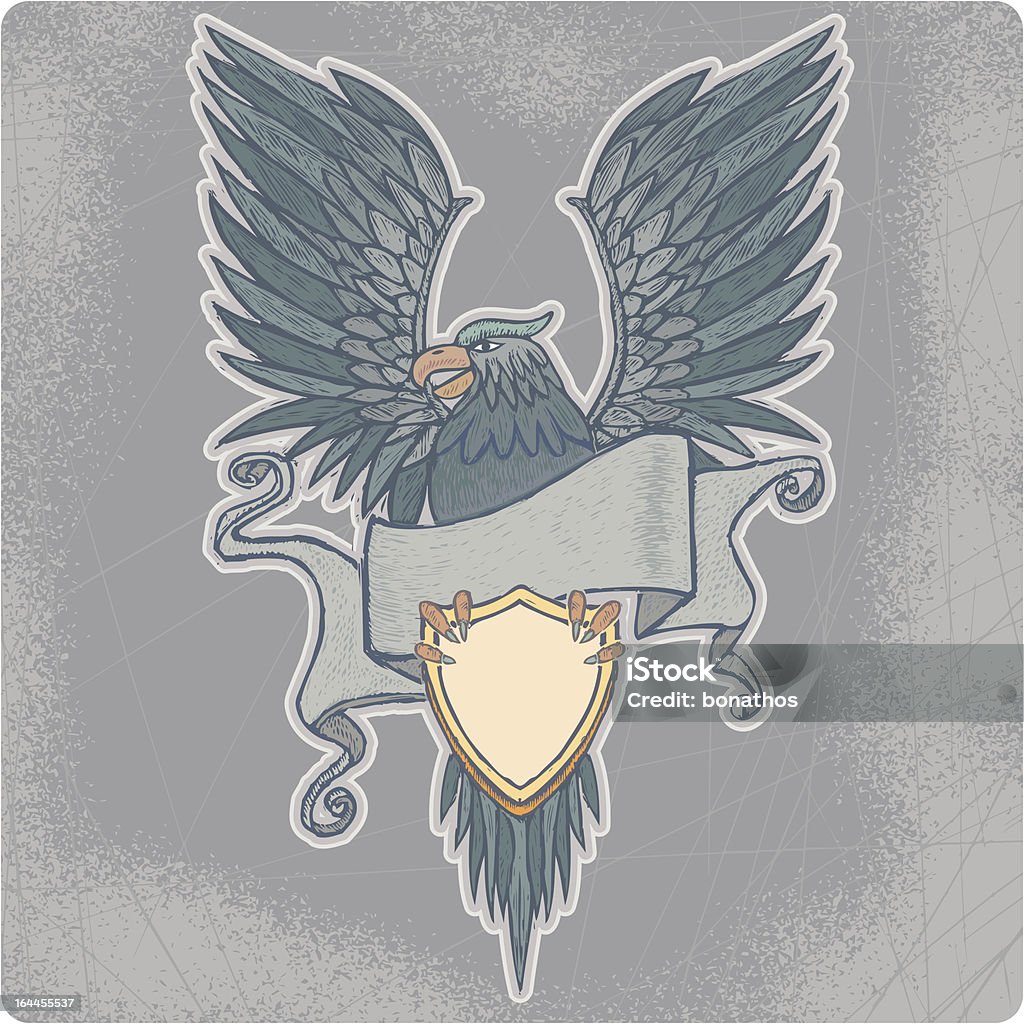 Aigle dessiné de main du bras manteau - clipart vectoriel de Aigle libre de droits