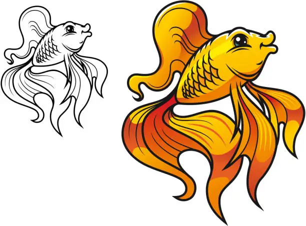 Vector illustration of Cartoon golden fish