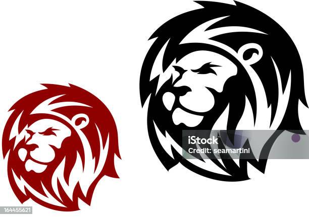 Heraldic Lion Head — стоковая векторная графика и другие изображения на тему Лев - Лев, В профиль, Агрессия