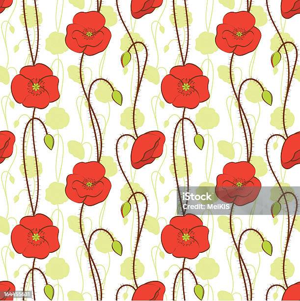 Primavera Fiore Di Papavero Rosso Pattern Senza Bordi - Immagini vettoriali stock e altre immagini di Astratto