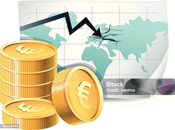 Финансовый Кризис Концепции Евро — стоковая векторная графика и другие изображения на тему Банк - Банк, Банковское дело, Банкротство