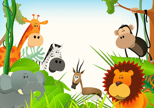 Wild Animals Postcard Background Stock Illustration - Download Image Now -  Animal, Zoo, Backgrounds - iStock