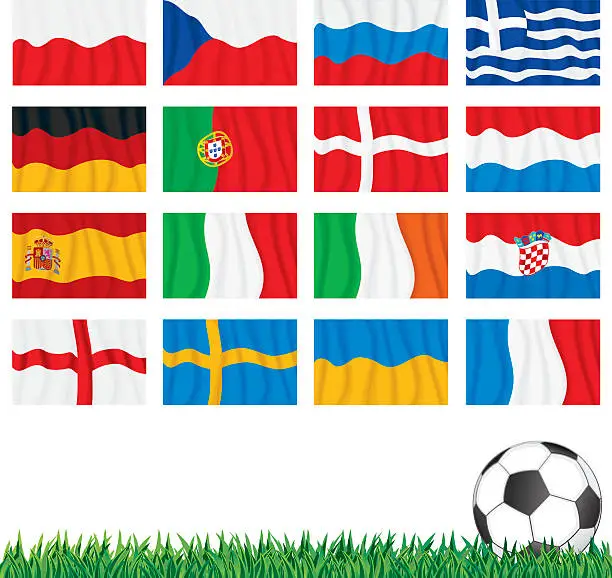 Vector illustration of UEFA Euro 2012 Flags