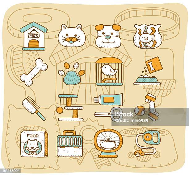 페트 아이콘크기모카 시리즈 애완동물 침대에 대한 스톡 벡터 아트 및 기타 이미지 - 애완동물 침대, 강아지 먹이 그릇, 낙서-드로잉